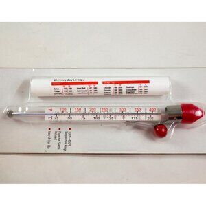 Everyday Living Candy/Fry Thermometer w/Protective Sheath 8" 100-400F NOS